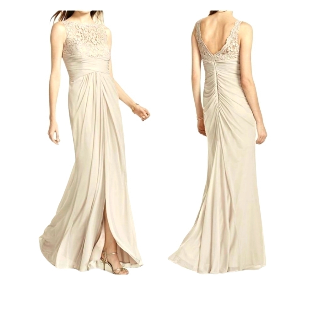 David's Bridal size 4 gown long lace top